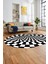 3D Renkli Modern Tasarım Dijital Kaymaz Yıkanabilir Oval Yolluk Salon Halısı O-Modern-78-Siyah 1