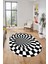 3D Renkli Modern Tasarım Dijital Kaymaz Yıkanabilir Oval Yolluk Salon Halısı O-Modern-78-Siyah 2