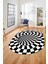 3D Renkli Modern Tasarım Dijital Kaymaz Yıkanabilir Oval Yolluk Salon Halısı O-Modern-78-Siyah 4