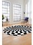 3D Renkli Modern Tasarım Dijital Kaymaz Yıkanabilir Oval Yolluk Salon Halısı O-Modern-78-Siyah 5