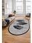 Baskılı Kaymaz Yıkanabilir Modern Yaprak Desen Oval Yolluk Mutfak Salon Halısı O-Modern-41-Siyah 3