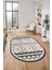 3D Baskılı Kaymaz Yıkanabilir Şık Kilim Desen Oval Yolluk Halısı Salon Halısı O-Modern-68-Krem 3