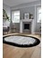 Baskılı Kaymaz Yıkanabilir Sade Desen Oval Yolluk Mutfak Salon Halısı O-Modern-43-Siyah 2