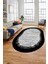 Baskılı Kaymaz Yıkanabilir Sade Desen Oval Yolluk Mutfak Salon Halısı O-Modern-43-Siyah 3