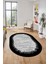 Baskılı Kaymaz Yıkanabilir Sade Desen Oval Yolluk Mutfak Salon Halısı O-Modern-43-Siyah 5