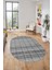 Baskılı Kaymaz Yıkanabilir Şık Kilim Desen Oval Yolluk Halısı Salon Halısı O-Modern-70-Gri 3