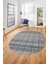 Baskılı Kaymaz Yıkanabilir Şık Kilim Desen Oval Yolluk Halısı Salon Halısı O-Modern-70-Gri 5