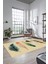 Yaprak Desen Baskılı Kaymaz Taban Yıkanabilir Modern Yolluk Salon Halısı MODERN-114-KREM 1
