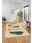 Yaprak Desen Baskılı Kaymaz Taban Yıkanabilir Modern Yolluk Salon Halısı MODERN-114-KREM 2
