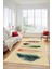 Yaprak Desen Baskılı Kaymaz Taban Yıkanabilir Modern Yolluk Salon Halısı MODERN-114-KREM 4