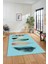 Yaprak Desen Baskılı Kaymaz Taban Yıkanabilir Modern Yolluk Salon Halısı MODERN-114-MAVİ 2