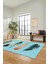 Yaprak Desen Baskılı Kaymaz Taban Yıkanabilir Modern Yolluk Salon Halısı MODERN-114-MAVİ 3