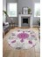 Baskılı Kaymaz Yıkanabilir Oval Koridor Halısı Mutfak Halısı Salon Halısı O-Modern-45-Mor 1