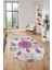 Baskılı Kaymaz Yıkanabilir Oval Koridor Halısı Mutfak Halısı Salon Halısı O-Modern-45-Mor 5