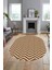 Zikzak Desen Baskılı Kaymaz Taban Yıkanabilir Modern Oval Yolluk Salon Halısı O-MODERN-102-KAHVE 5