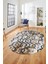 Baskılı Kaymaz Taban Yıkanabilir Şık Modern Yolluk Mutfak Oval Salon Halısı O-Modern-03-Kahve 1