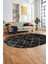 Baskılı Kaymaz Yıkanabilir Kilim Desen Oval Yolluk Mutfak Halısı Salon Halısı O-Modern-57-Antrasit 3