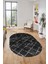 Baskılı Kaymaz Yıkanabilir Kilim Desen Oval Yolluk Mutfak Halısı Salon Halısı O-Modern-57-Antrasit 4