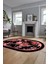 Çiçek Desenli Dijital Kaymaz Yıkanabilir Oval Yolluk Mutfak Salon Halısı O-Modern-16-Pembe 3