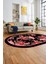 Çiçek Desenli Dijital Kaymaz Yıkanabilir Oval Yolluk Mutfak Salon Halısı O-Modern-16-Pembe 5