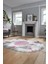 Baskılı Kaymaz Taban Yıkanabilir Göbekli Modern Yolluk Mutfak Oval Salon Halısı O-Modern-06-Pembe 4