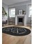 Baskılı Kaymaz Yıkanabilir Şık Modern Oval Yolluk Mutfak Halısı Salon Halısı O-Modern-59-Antrasit 1
