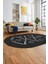 Baskılı Kaymaz Yıkanabilir Şık Modern Oval Yolluk Mutfak Halısı Salon Halısı O-Modern-59-Antrasit 3