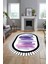 Renkli Modern Dijital Kaymaz Yıkanabilir Oval Yolluk Mutfak Salon Halısı O-Modern-22-Mor 2