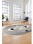Şık Modern Desenli Dijital Kaymaz Yıkanabilir Oval Yolluk Mutfak Salon Halısı O-Modern-12-Gri 2