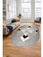 Şık Modern Desenli Dijital Kaymaz Yıkanabilir Oval Yolluk Mutfak Salon Halısı O-Modern-12-Gri 5