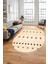 Baskılı Kaymaz Yıkanabilir Şık Kilim Desen Oval Yolluk Halısı Salon Halısı O-Modern-65-Krem 1