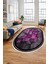Çerçeveli Desenli Dijital Kaymaz Yıkanabilir Oval Yolluk Mutfak Salon Halısı O-Modern-13-Mor 5