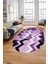 Etnik Modern Desen Dijital Kaymaz Yıkanabilir Oval Yolluk Mutfak Salon Halısı O-Modern-24-Mor 4