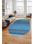 Modern Kilim Dijital Kaymaz Yıkanabilir Oval Yolluk Mutfak Salon Halısı O-Modern-17-Mavi 4