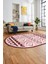 3D Baskılı Kaymaz Yıkanabilir Şık Kilim Desen Oval Yolluk Halısı Salon Halısı O-Modern-68-Pembe 2