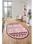 3D Baskılı Kaymaz Yıkanabilir Şık Kilim Desen Oval Yolluk Halısı Salon Halısı O-Modern-68-Pembe 3