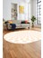 3D Renkli Modern Tasarım Dijital Kaymaz Yıkanabilir Oval Yolluk Salon Halısı O-Modern-78-Krem 1