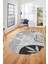 Yaprak Desen Modern Tasarım Dijital Kaymaz Yıkanabilir Oval Yolluk Salon Halısı O-Modern-79-Gri 4