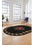 Modern Çiçek Dijital Kaymaz Yıkanabilir Oval Yolluk Mutfak Salon Halısı O-Modern-20-Antrasit 1