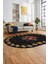 Modern Çiçek Dijital Kaymaz Yıkanabilir Oval Yolluk Mutfak Salon Halısı O-Modern-20-Antrasit 5