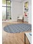 3D Kilim Desen Özel Tasarım Dijital Kaymaz Yıkanabilir Oval Yolluk Salon Halısı O-Modern-84-Lacivert 3