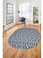 3D Kilim Desen Özel Tasarım Dijital Kaymaz Yıkanabilir Oval Yolluk Salon Halısı O-Modern-84-Lacivert 4