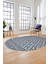 3D Kilim Desen Özel Tasarım Dijital Kaymaz Yıkanabilir Oval Yolluk Salon Halısı O-Modern-84-Lacivert 5