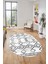 Modern Sade Desen Dijital Kaymaz Yıkanabilir Oval Yolluk Mutfak Salon Halısı O-Modern-91-Siyah 1
