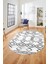 Modern Sade Desen Dijital Kaymaz Yıkanabilir Oval Yolluk Mutfak Salon Halısı O-Modern-91-Siyah 3