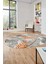 Yapraklı Baskılı Kaymaz Taban Yıkanabilir Modern Oval Yolluk Salon Halısı O-Modern-98-Turuncu 2
