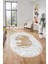 Fil Desen Baskılı Kaymaz Taban Yıkanabilir Modern Oval Yolluk Salon Halısı O-MODERN-101-BEJ 1