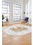 Fil Desen Baskılı Kaymaz Taban Yıkanabilir Modern Oval Yolluk Salon Halısı O-MODERN-101-BEJ 4