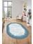 Baskılı Kaymaz Yıkanabilir Sade Desen Oval Yolluk Mutfak Salon Halısı O-Modern-43-Mavi 5