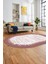 Baskılı Kaymaz Yıkanabilir Sade Desen Oval Yolluk Mutfak Salon Halısı O-Modern-43-Pembe 4